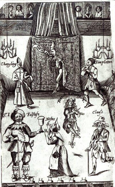 Komische Schauspieler in Aufführung, 1662 von English School